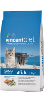 Vincent Diet Adult Blue Fish Полнорационный корм для взрослых кошек с рыбой 1,5 кг
