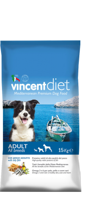 VincentDiet Adult Fish Полнорационный корм для собак всех пород с рыбой 15 кг