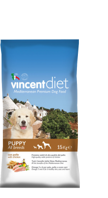 Vincent Diet Puppy Chicken Полнорационный корм для щенков всех пород с курицей 15 кг