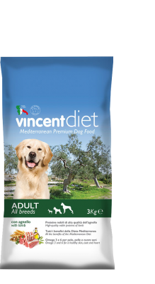 Vincent Diet Adult Lamb Полнорационный корм для взрослых собак с ягненком 3 кг